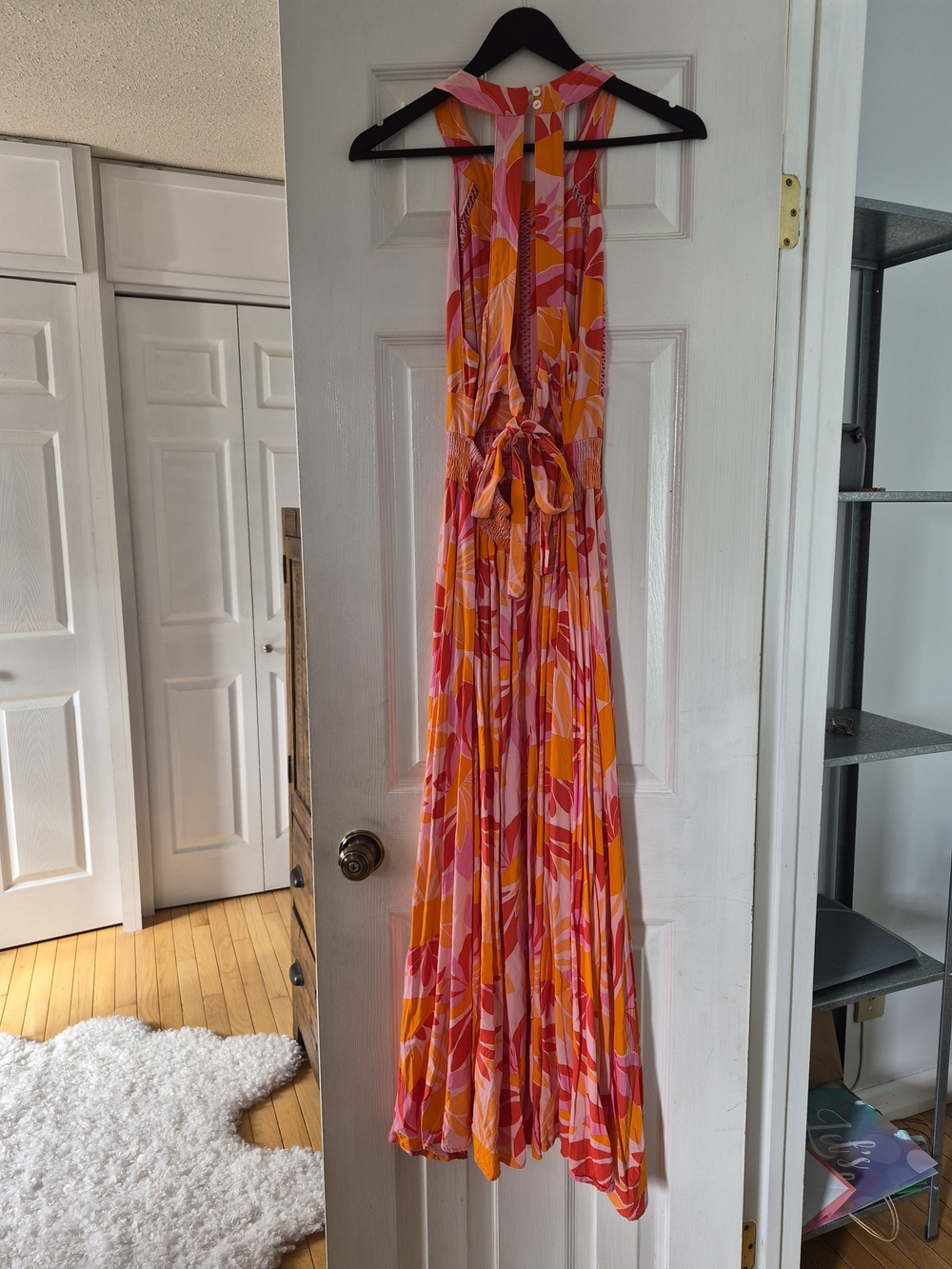 Abel The Label Maxi Dress Pink Orange Floral Cut Out Open Back Boho Sundress M - Picture 7 of 15